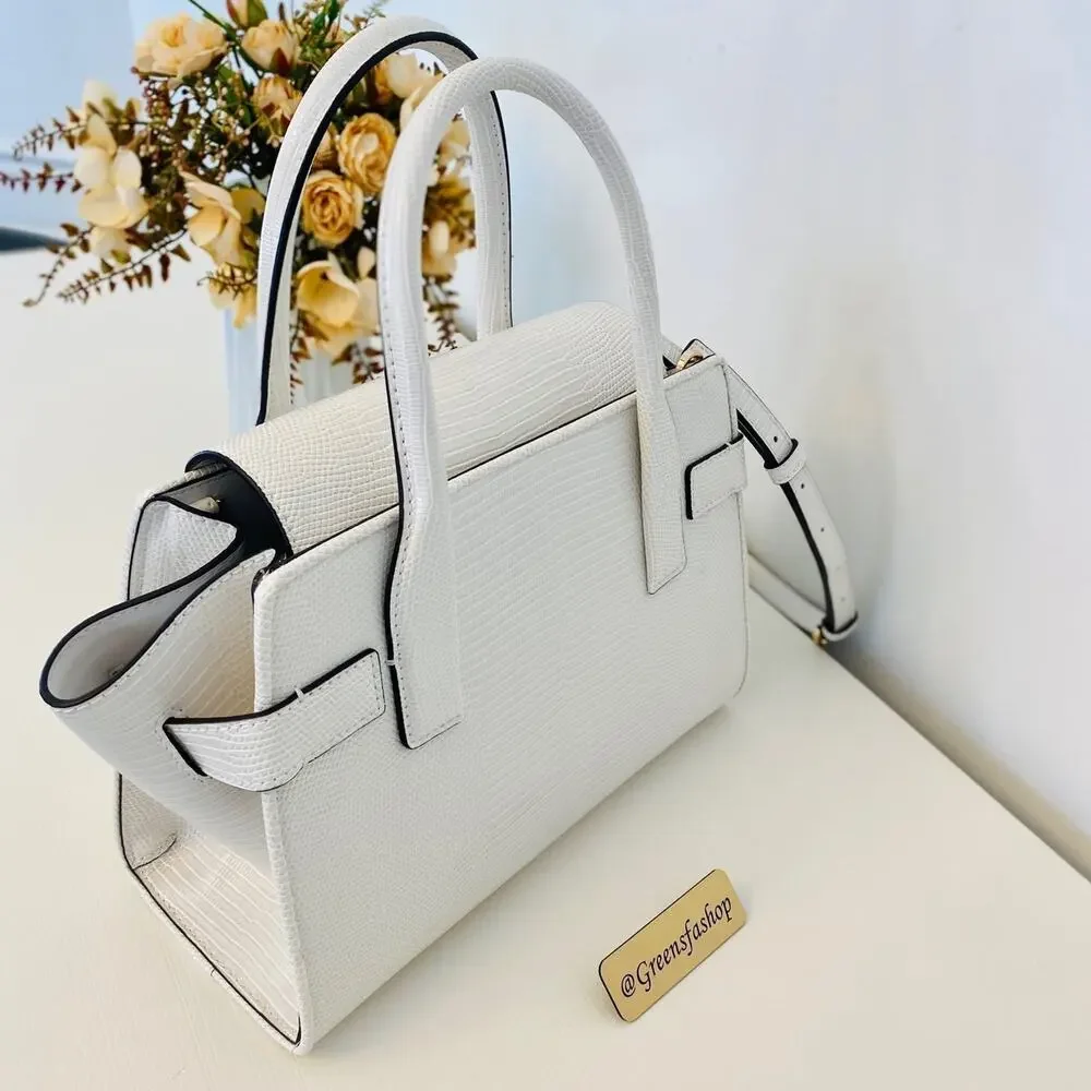 Michael Kors Purse Carmen Medium Flap Satchel shoulder bag optic white new